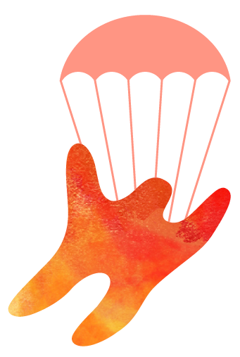 Illustration av färgglad gubbe som hoppar fallskärm