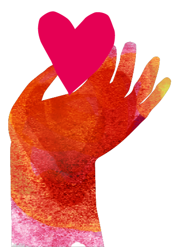 Illustration av hand som håller hjärta