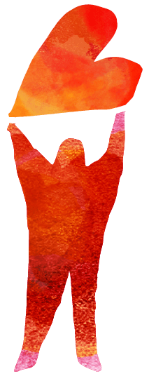 Illustration av persn som håller upp ett hjärta över huvudet på raka armar